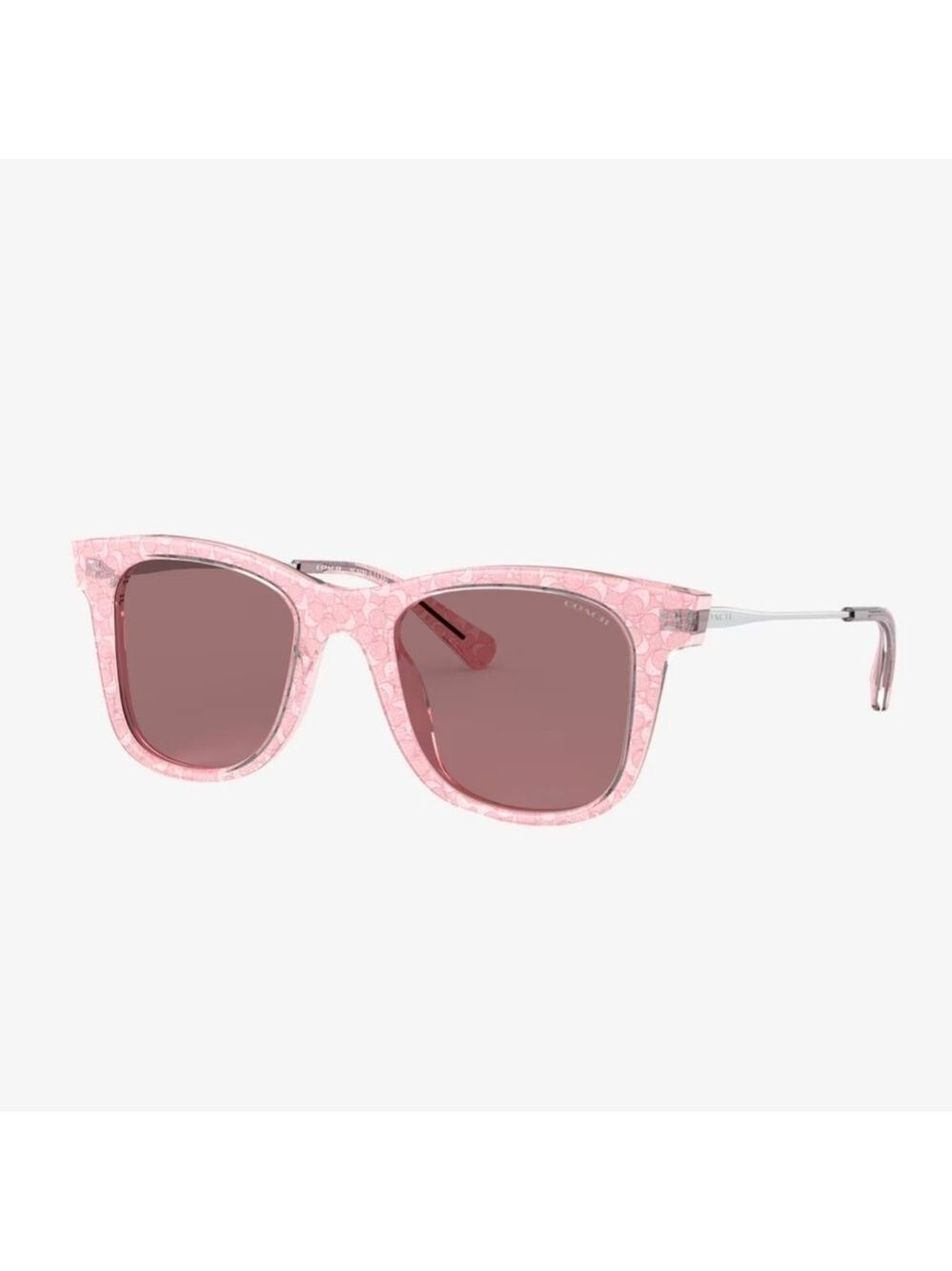 COACH LEGACY STRIPE SQUARE BURGUND/ PINK GLITTER SIGNATURE C  SUNGLASSES